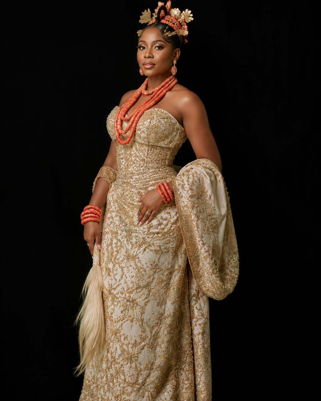 Hand-Beaded Traditional Bridal Gown